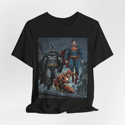 Superhero Team Graphic Tee — Batman, Superman & The Flash