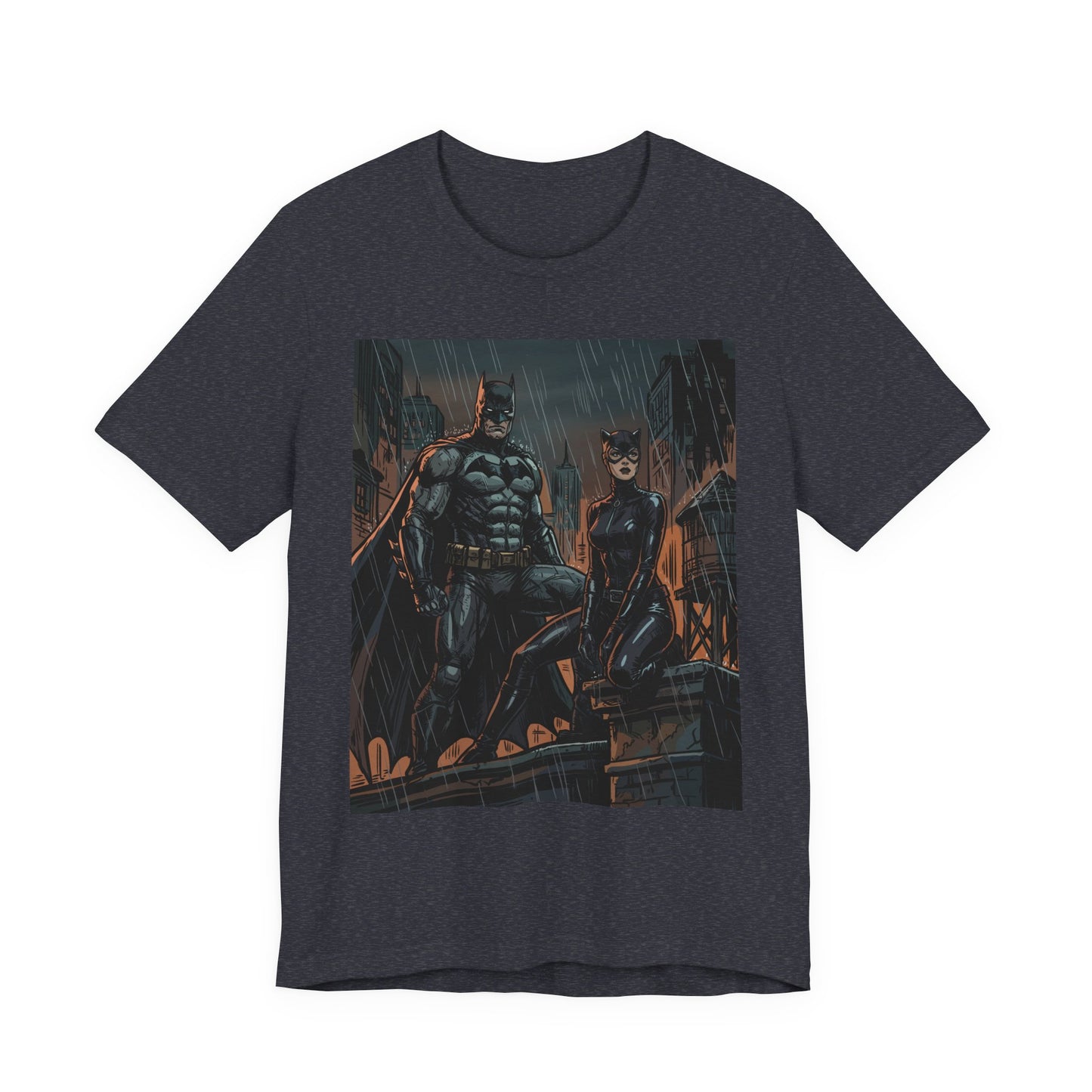 Batman & Catwoman Rain Night T‑Shirt