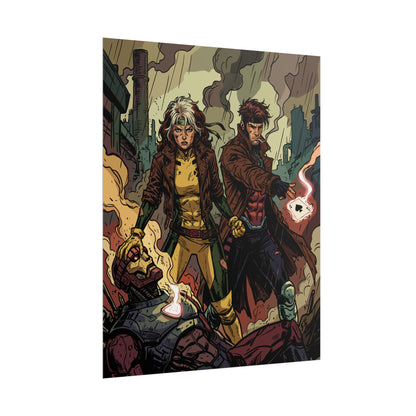 X-Men Comic Poster — Rogue & Gambit Rolled Art Print