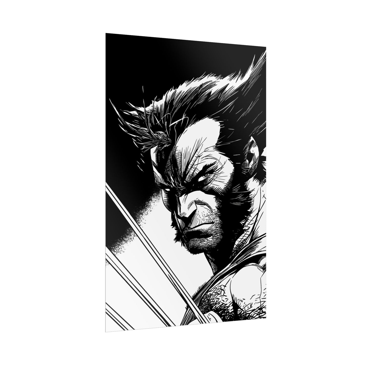 Wolverine Black & White Comic Art Poster