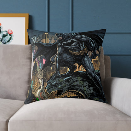 Batman Cityscape Square Poly Canvas Pillow