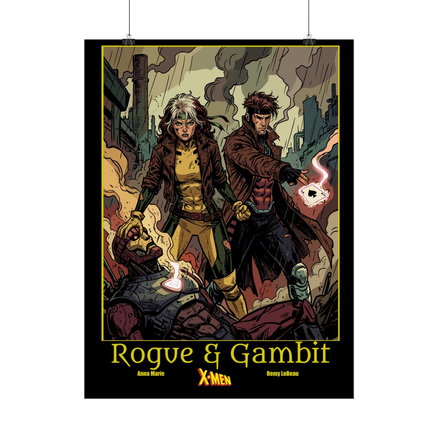 X-Men Rogue & Gambit Poster — Retro Comic Rolled Poster