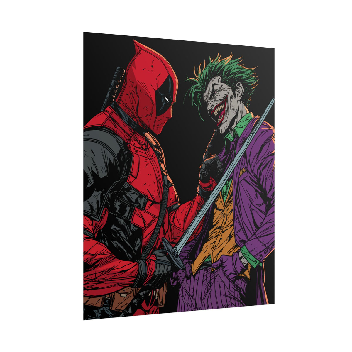 Deadpool vs Joker Comic Art Print