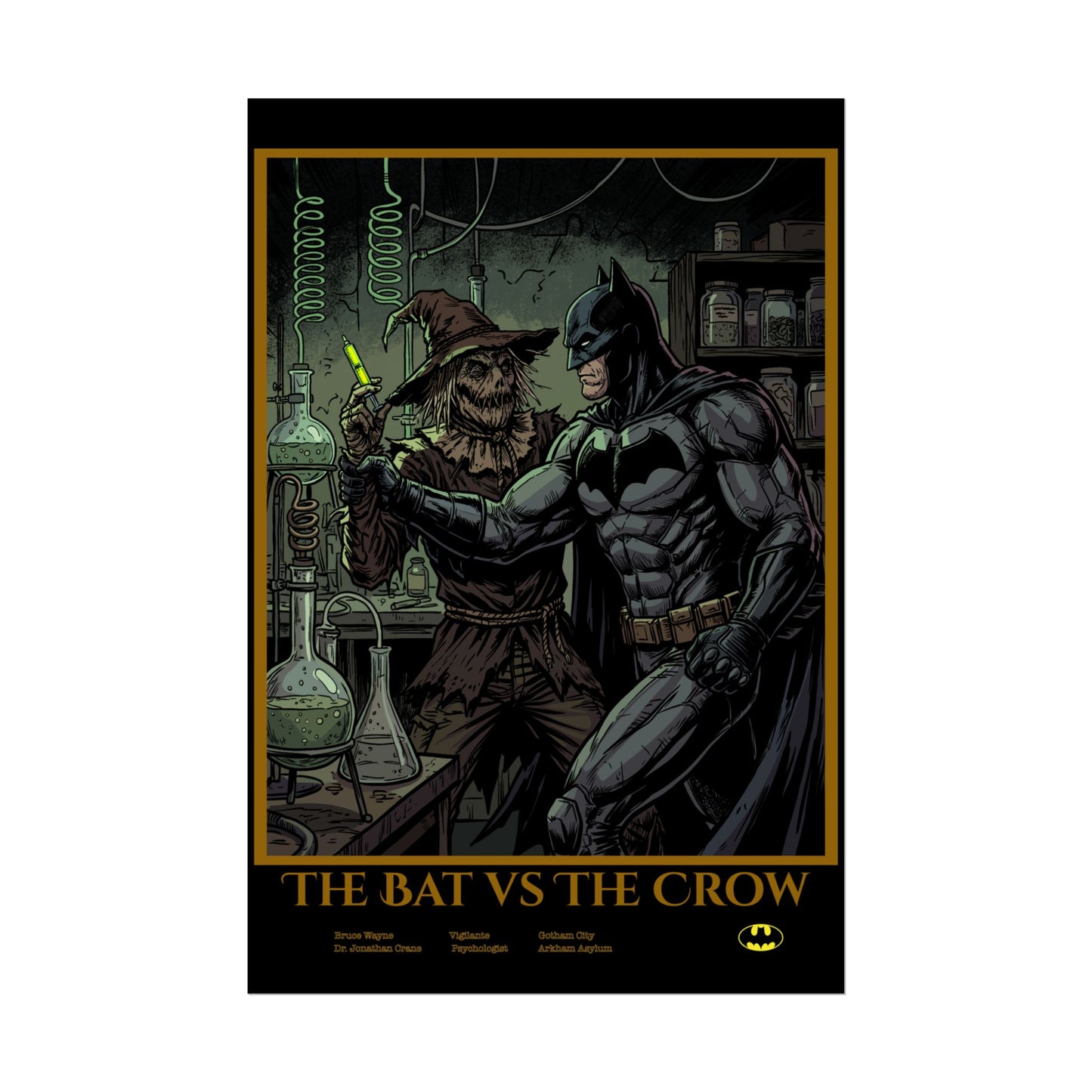 Batman vs Scarecrow Cinematic Rolled Poster — Vintage Comic Movie Art Print