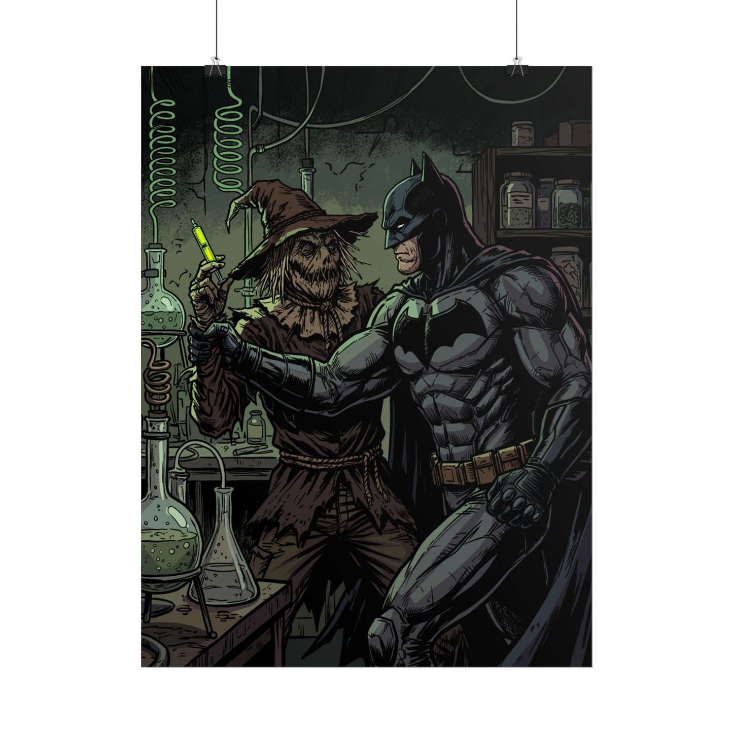 Batman & Scarecrow Poster — Dark Comic Book Art, Horror Superhero Wall Decor