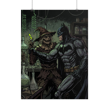 Batman & Scarecrow Poster — Dark Comic Book Art, Horror Superhero Wall Decor