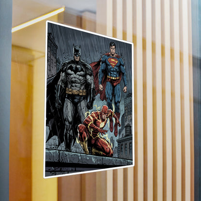Superhero Trio Vinyl Sticker — Batman, Superman & Flash