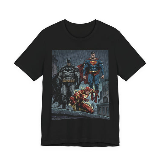 Superhero Team Graphic Tee — Batman, Superman & The Flash