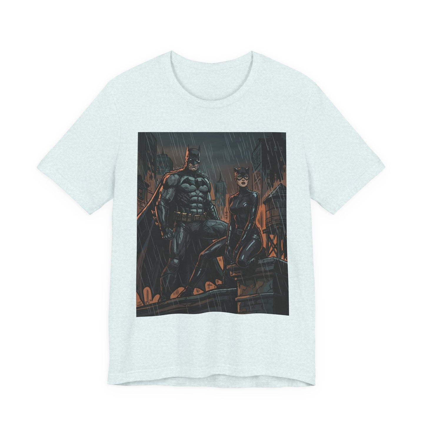 Batman & Catwoman Rain Night T‑Shirt