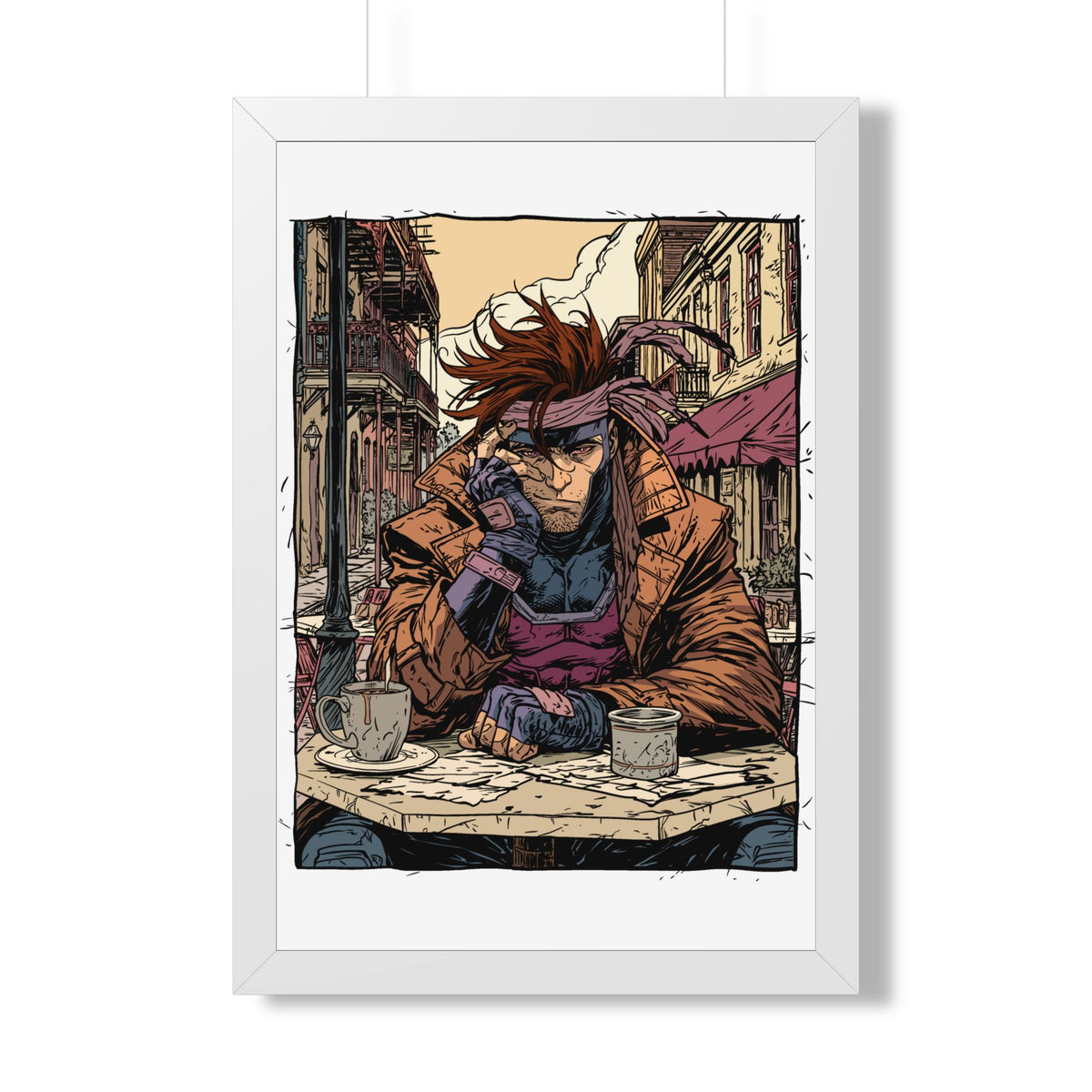 Gambit Framed Poster - Brooding Comic Cafe Art