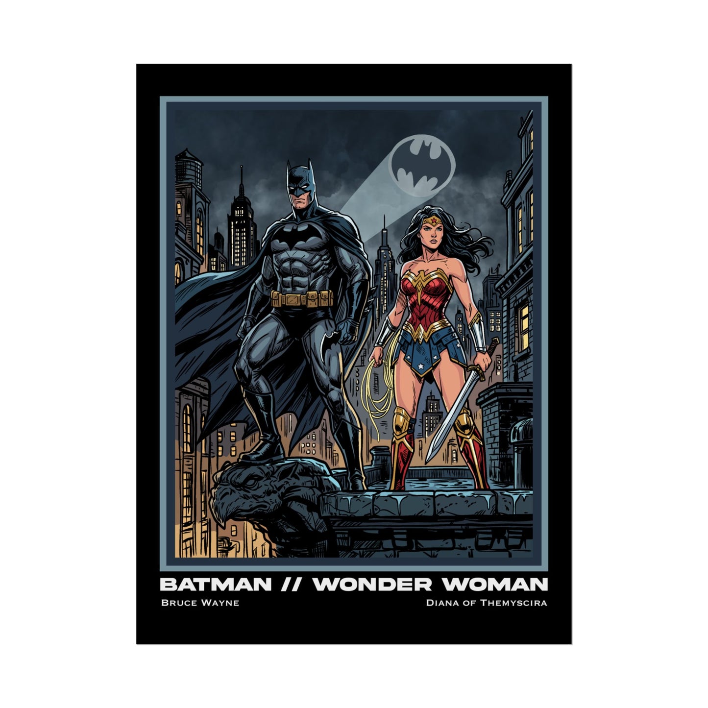 Batman & Wonder Woman Cinematic Rolled Poster — Superhero Wall Art