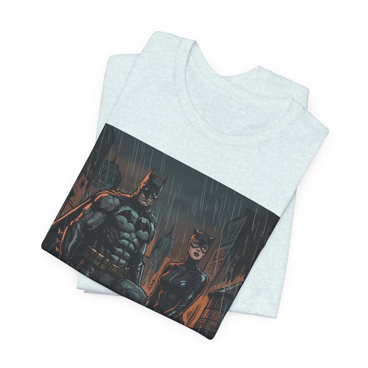 Batman & Catwoman Rain Night T‑Shirt