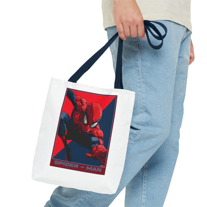 Spider-Man Graphic Tote Bag — Retro Red & Blue Comic Design