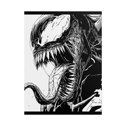 Venom Poster — Black & White Comic Art Rolled Print