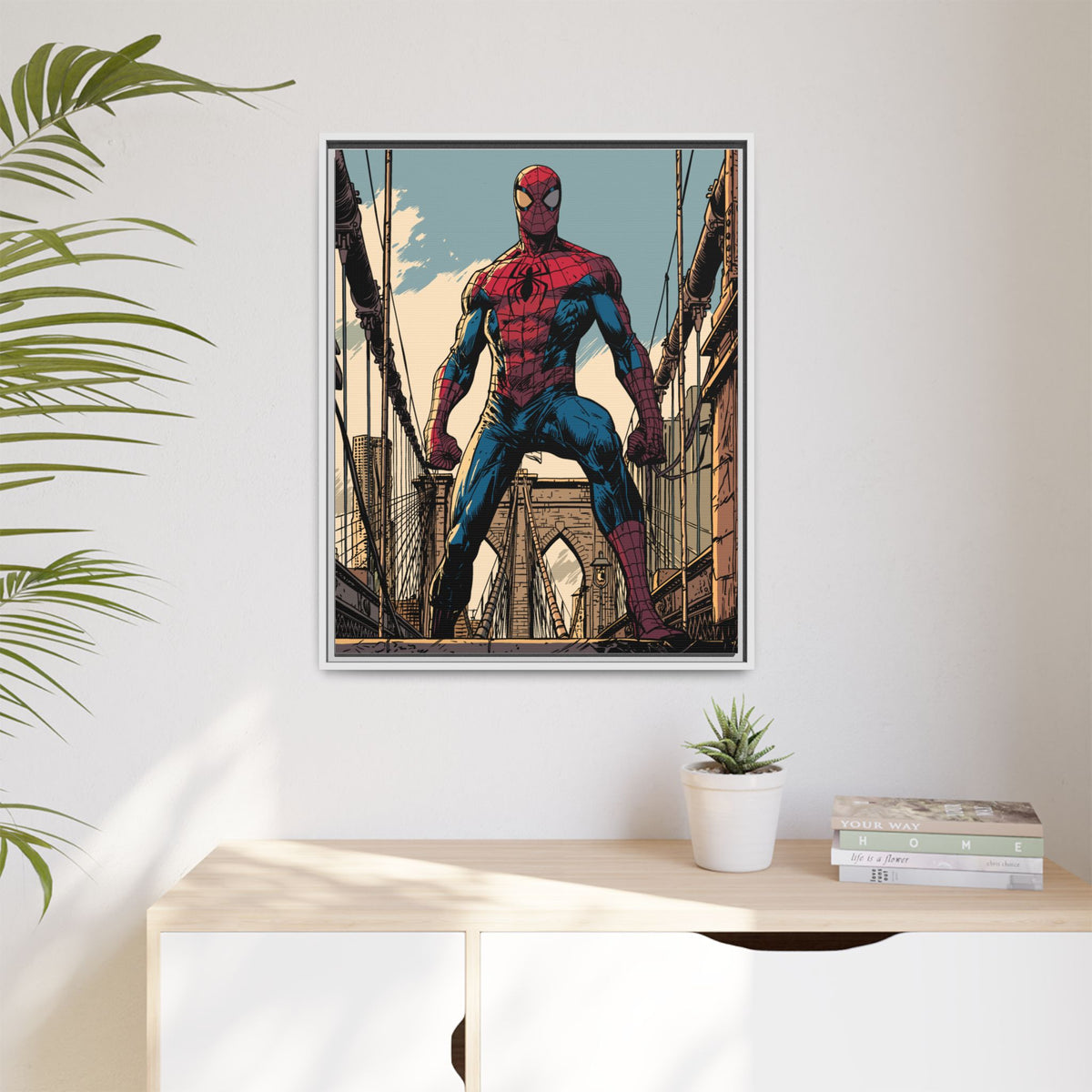 Spider-Man Comic Art Matte Framed Canvas