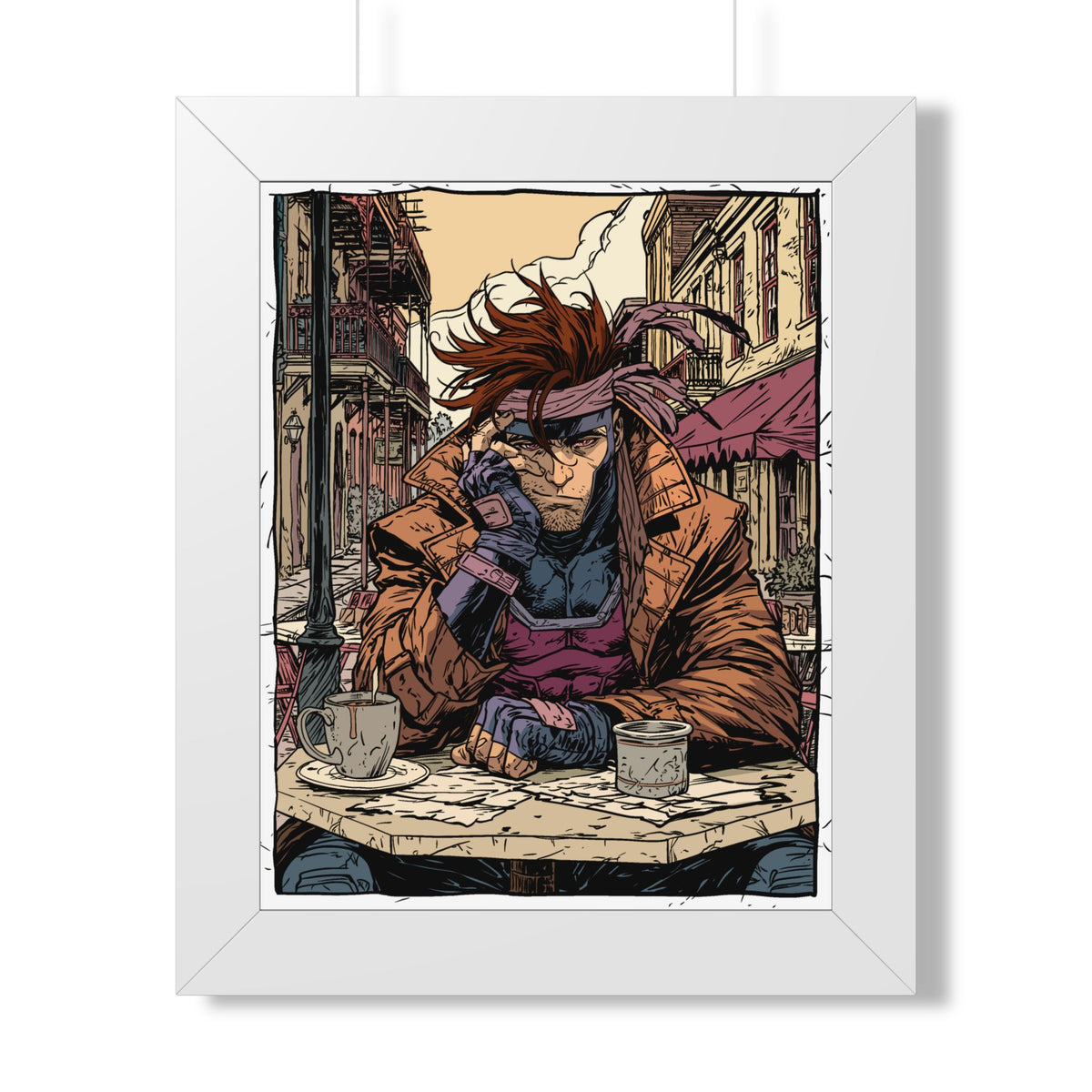 Gambit Framed Poster - Brooding Comic Cafe Art