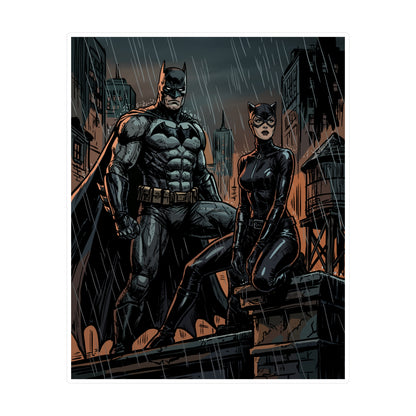 Batman & Catwoman Rainy Night Vinyl Sticker