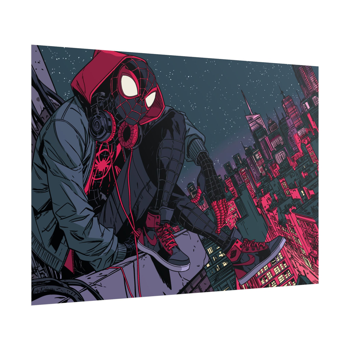 Spider-Verse Miles Morales Poster — Neon City