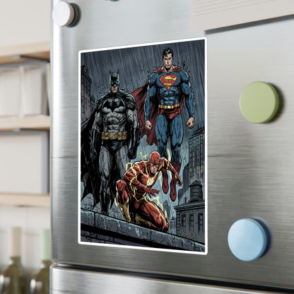 Superhero Trio Vinyl Sticker — Batman, Superman & Flash