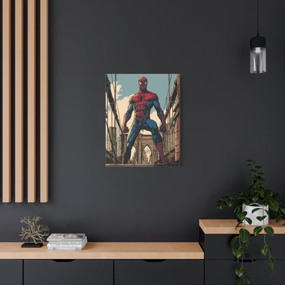 Spiderman Comic Canvas Print — Iconic City Bridge Pose