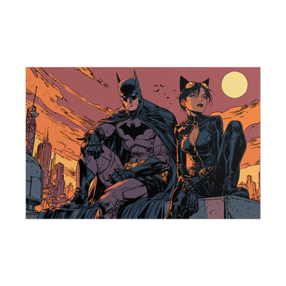 Batman & Catwoman Landscape Art Poster