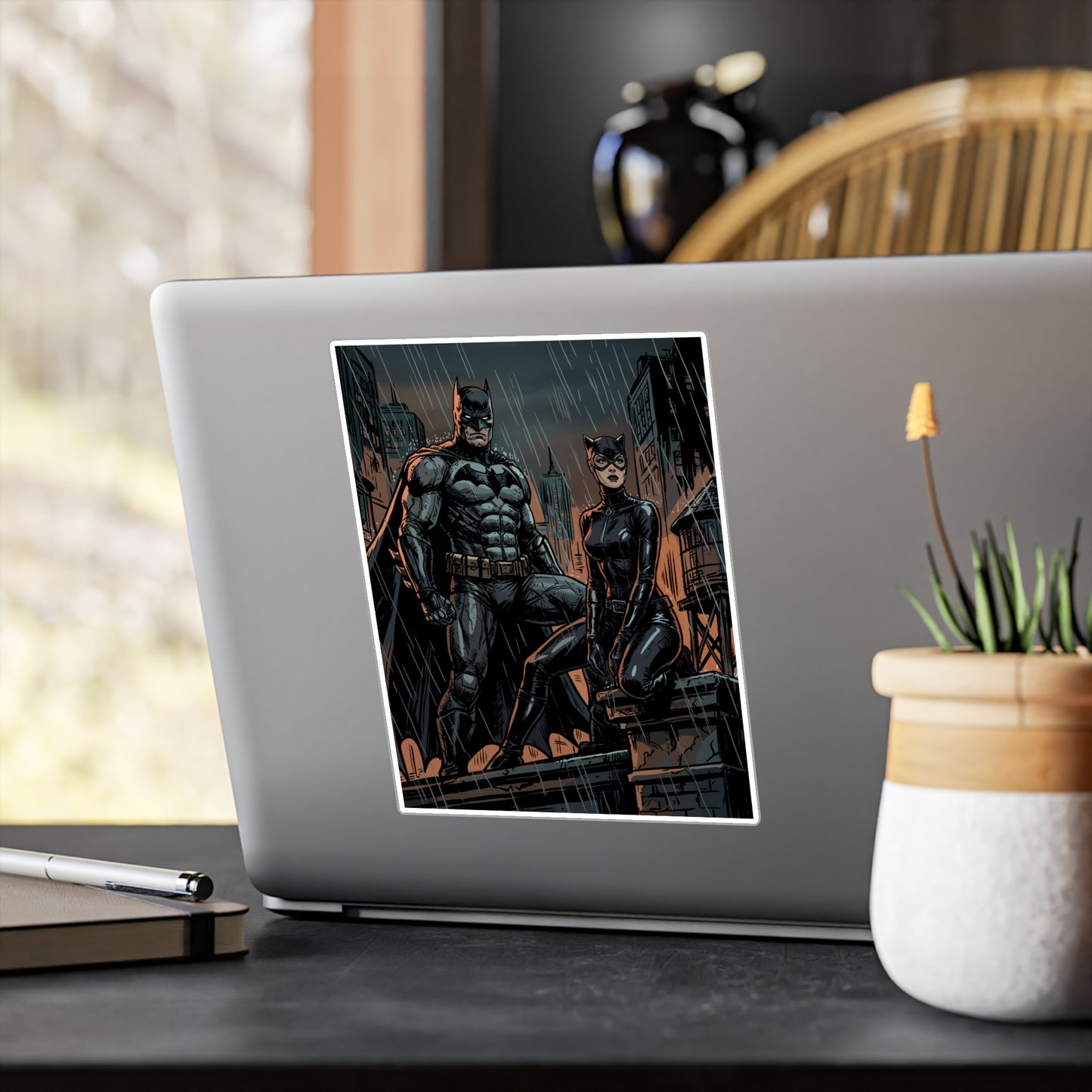 Batman & Catwoman Rainy Night Vinyl Sticker