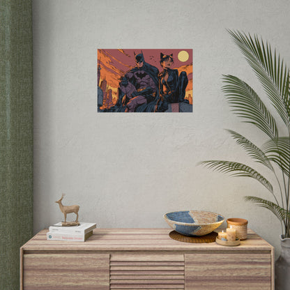 Batman & Catwoman Landscape Art Poster