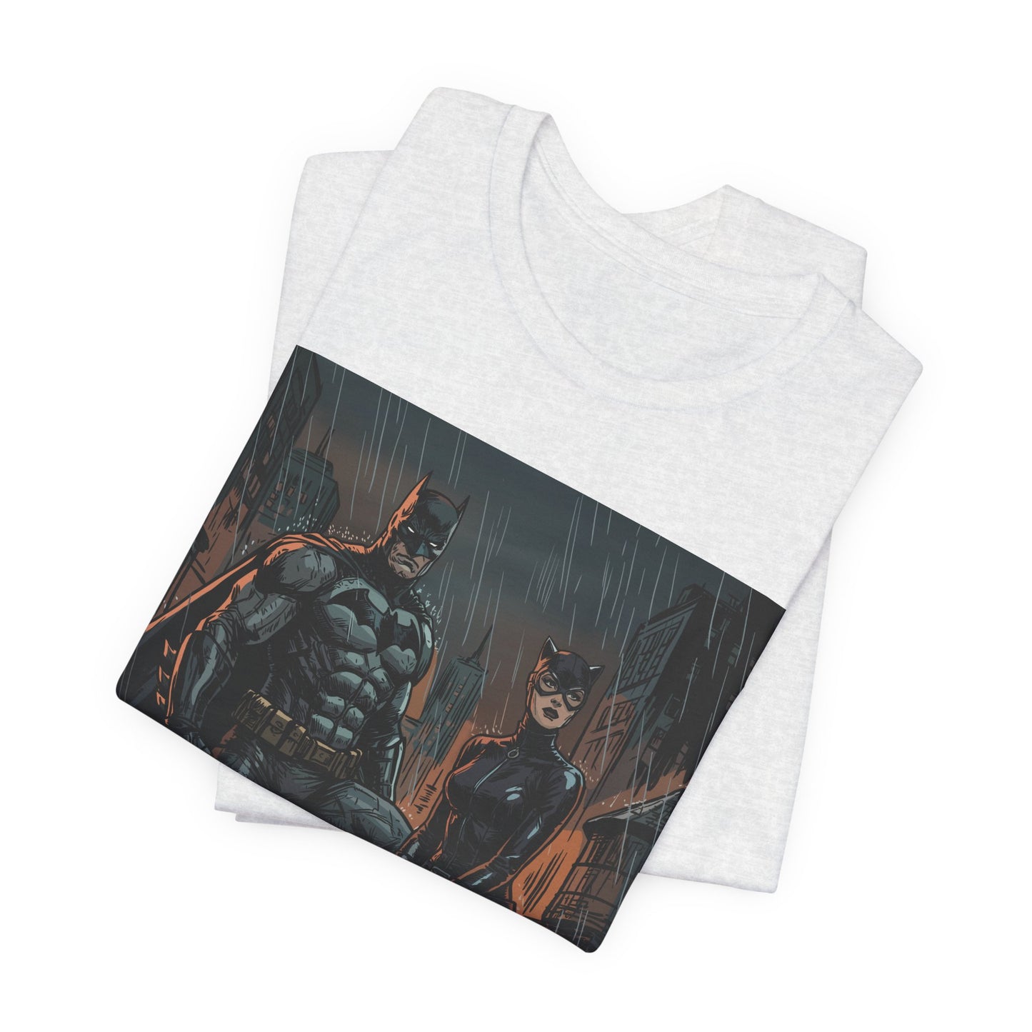 Batman & Catwoman Rain Night T‑Shirt
