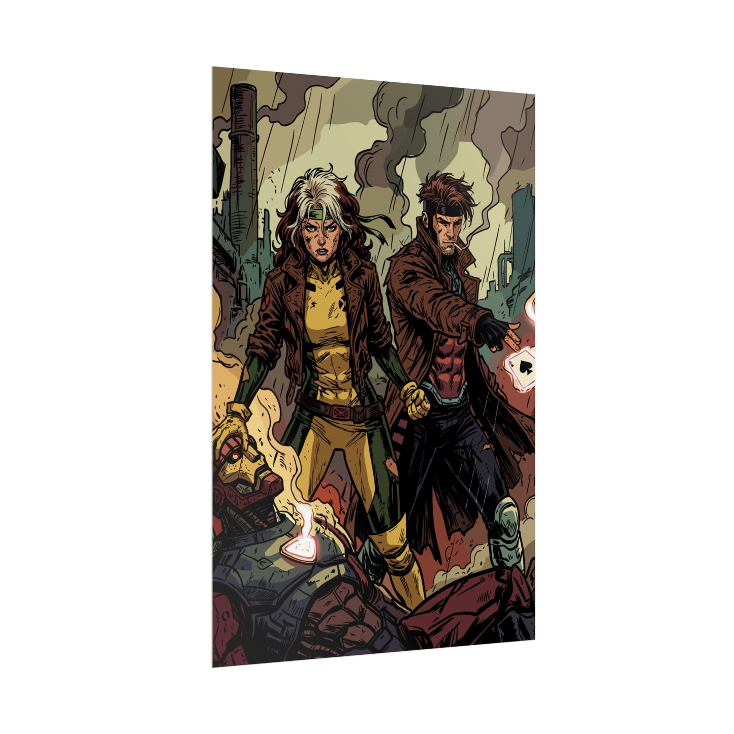 X-Men Comic Poster — Rogue & Gambit Rolled Art Print