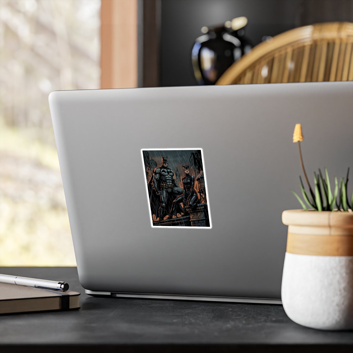 Batman & Catwoman Rainy Night Vinyl Sticker
