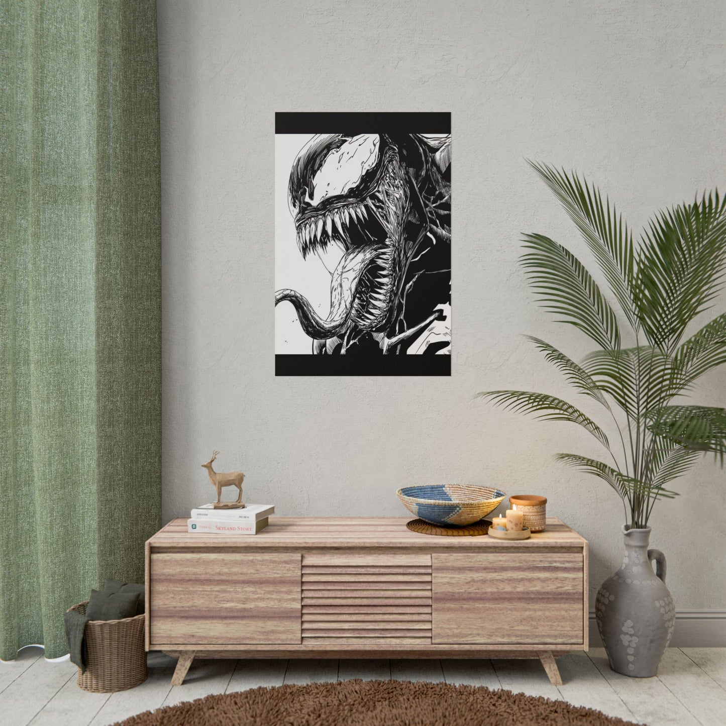 Venom Poster — Black & White Comic Art Rolled Print