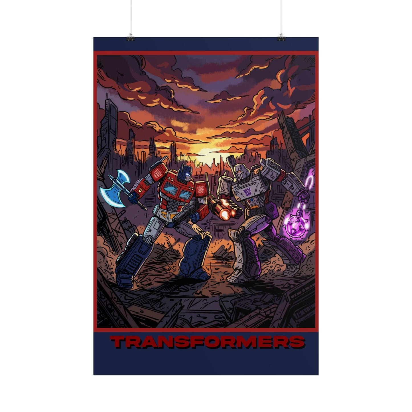 Transformers Optimus vs Megatron Cinematic Poster