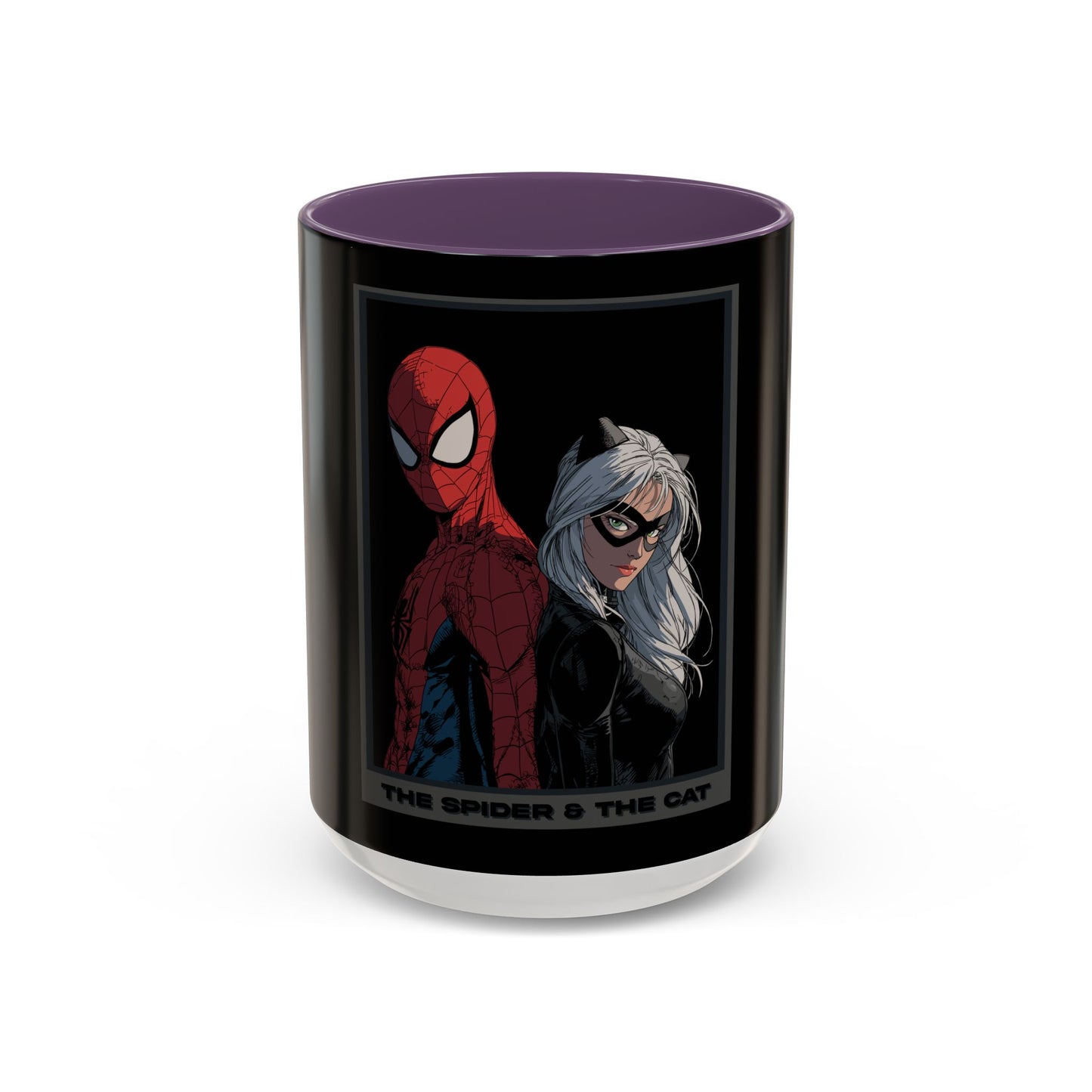 Spider & Cat Duo Accent Coffee Mug – Black 11/15oz