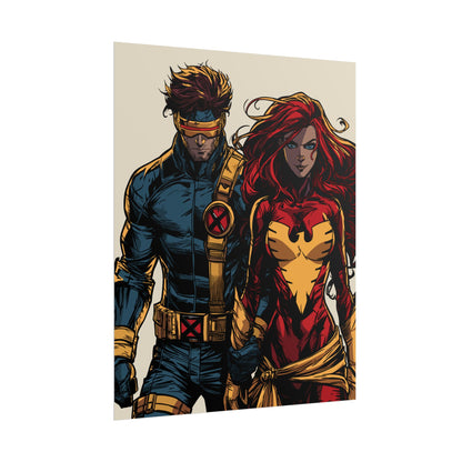 X-Men Cyclops & Jean Grey Poster — Vintage Comic Art Rolled Print