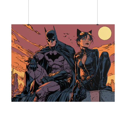 Batman & Catwoman Landscape Art Poster