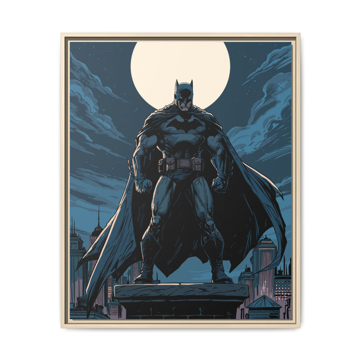 Batman Moonlit Matte Canvas Framed Print