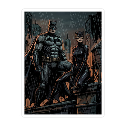 Batman & Catwoman Rainy Night Vinyl Sticker