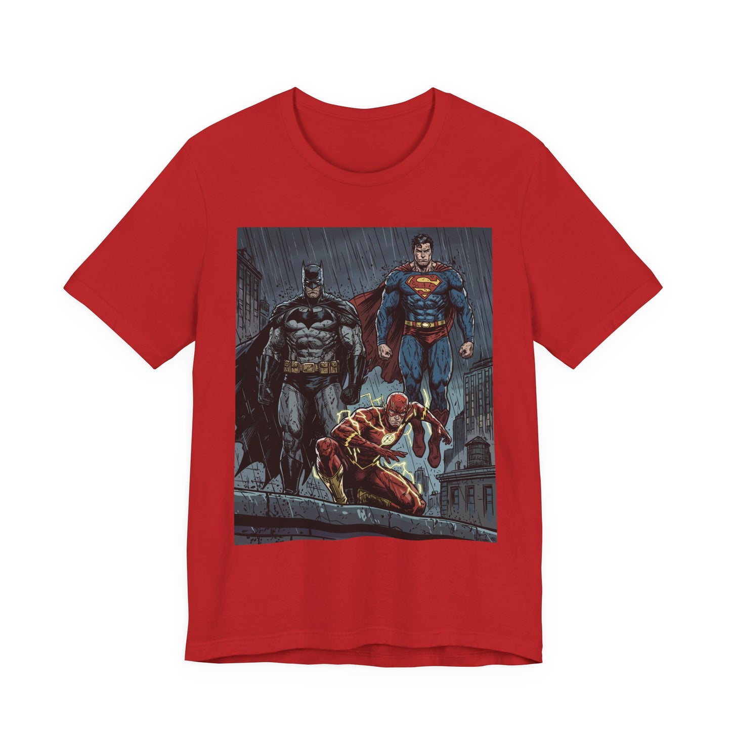 Superhero Team Graphic Tee — Batman, Superman & The Flash