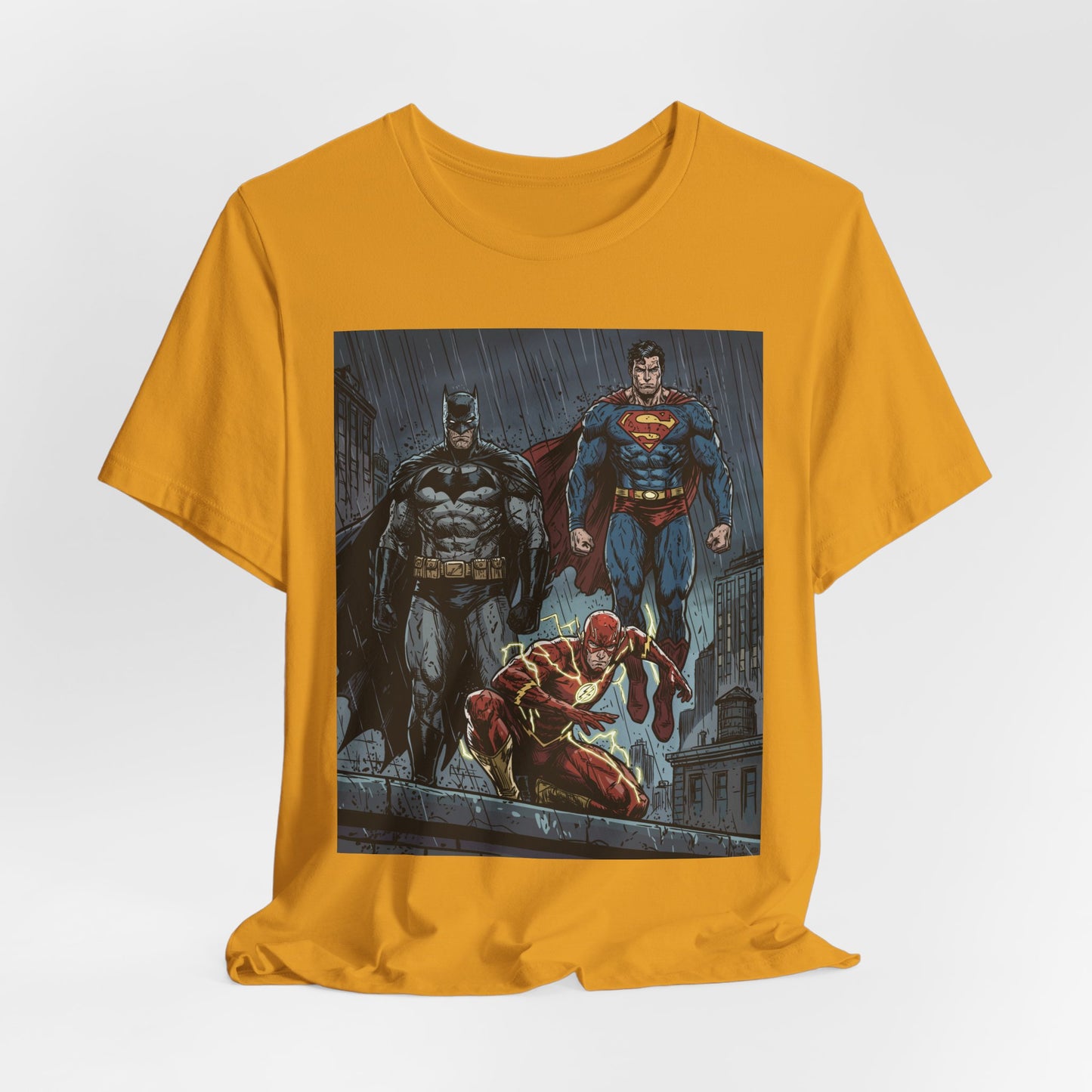Superhero Team Graphic Tee — Batman, Superman & The Flash