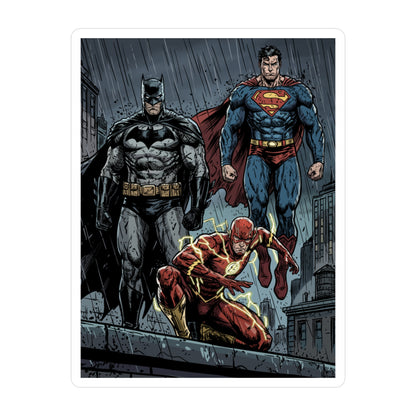 Superhero Trio Vinyl Sticker — Batman, Superman & Flash