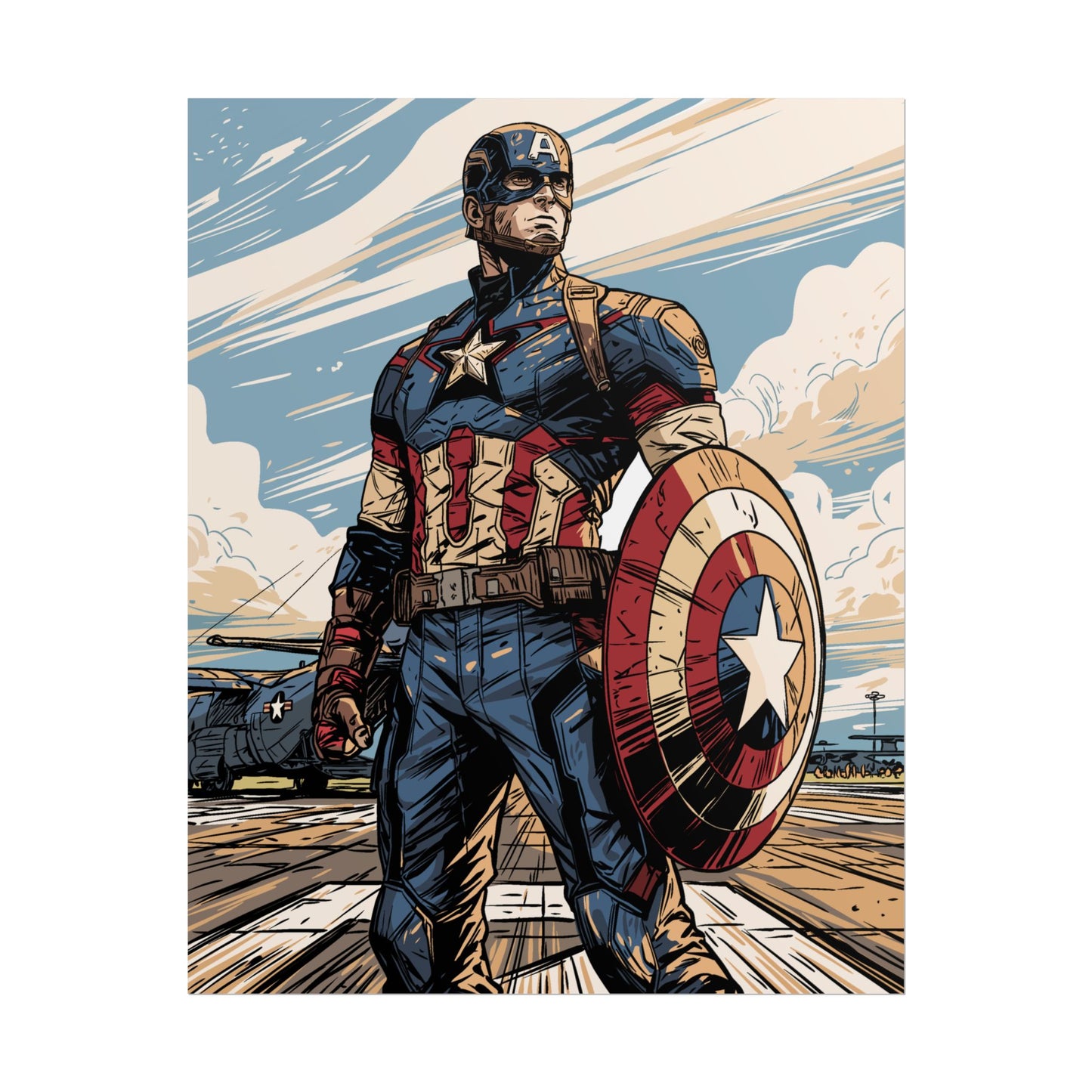 Captain America Retro Art Poster — Rolled Superhero Wall Print