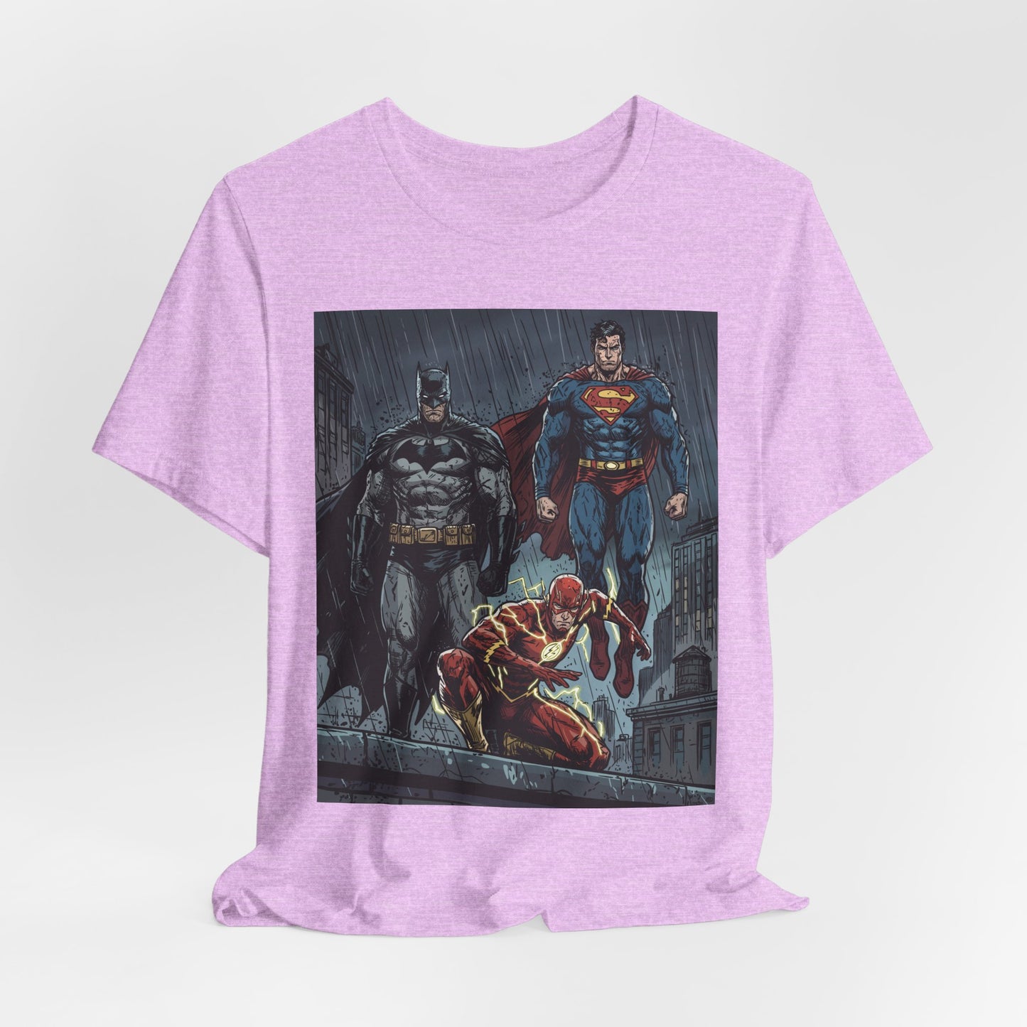 Superhero Team Graphic Tee — Batman, Superman & The Flash