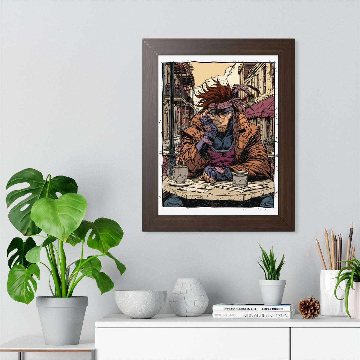 Gambit Framed Poster - Brooding Comic Cafe Art