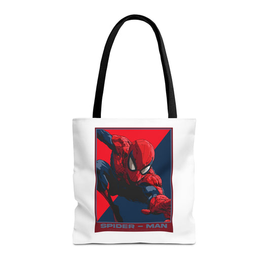 Spider-Man Graphic Tote Bag — Retro Red & Blue Comic Design