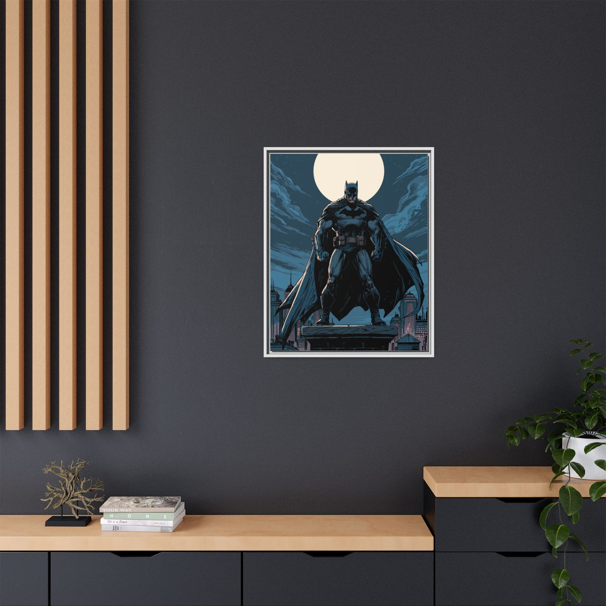 Batman Moonlit Matte Canvas Framed Print