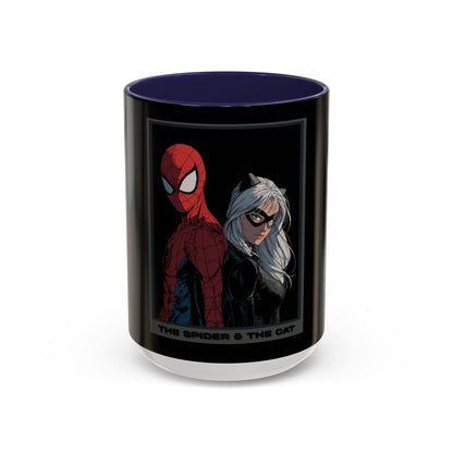 Spider & Cat Duo Accent Coffee Mug – Black 11/15oz