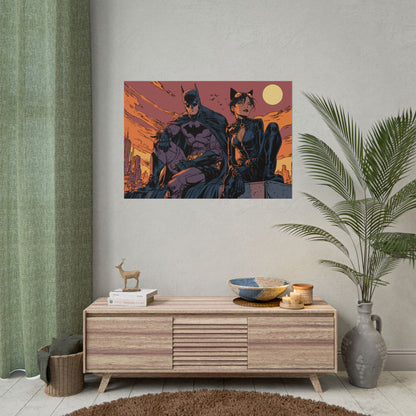 Batman & Catwoman Landscape Art Poster