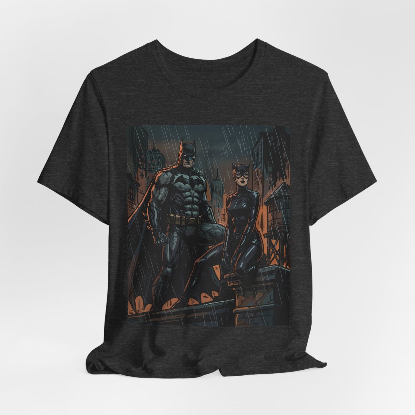 Batman & Catwoman Rain Night T‑Shirt