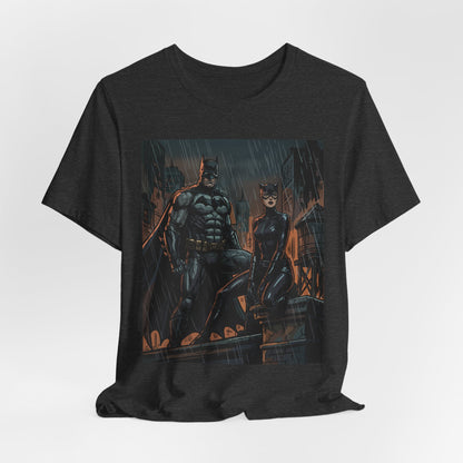 Batman & Catwoman Rain Night T‑Shirt