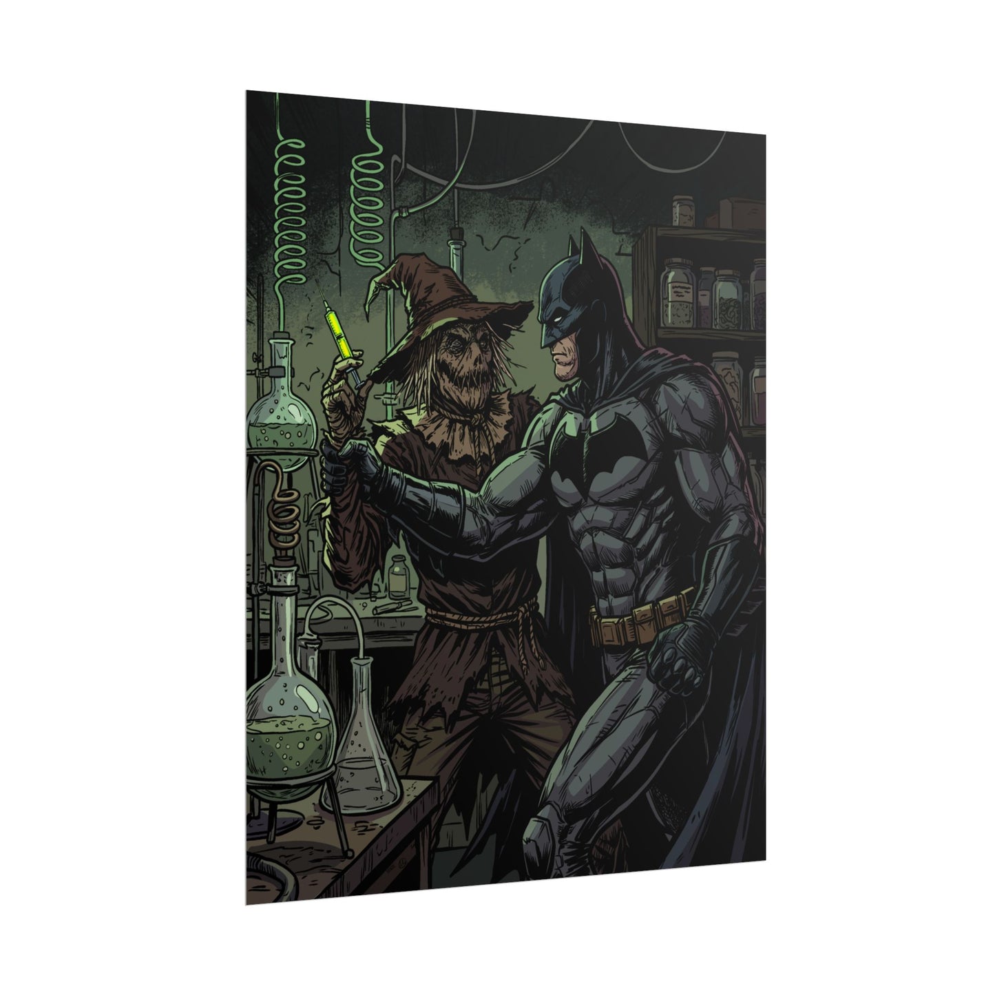 Batman & Scarecrow Poster — Dark Comic Book Art, Horror Superhero Wall Decor